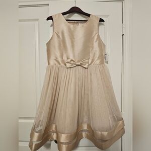 NWT Girl's Fit & Flare Dress Speechless Champagne with Bow Detail